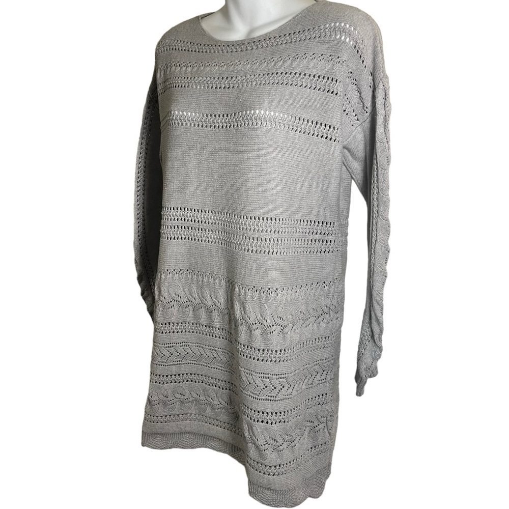 Sundance Sunny Days Gray Knitted Tunic Sweater Size M